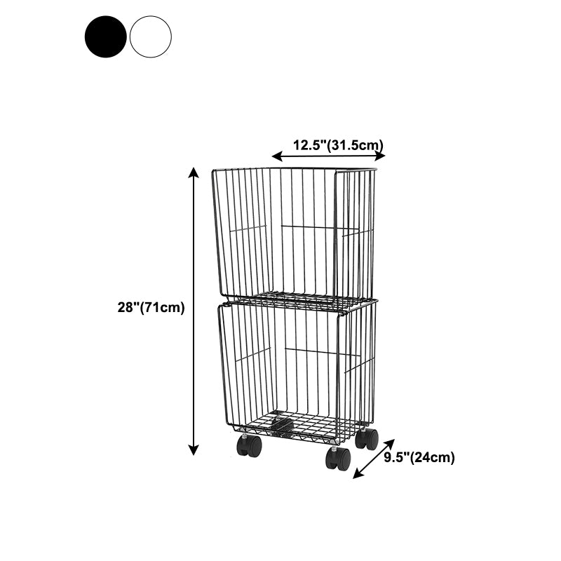 Black and White Industrial Bookshelf Iron Bookshelf with Caster Wheels