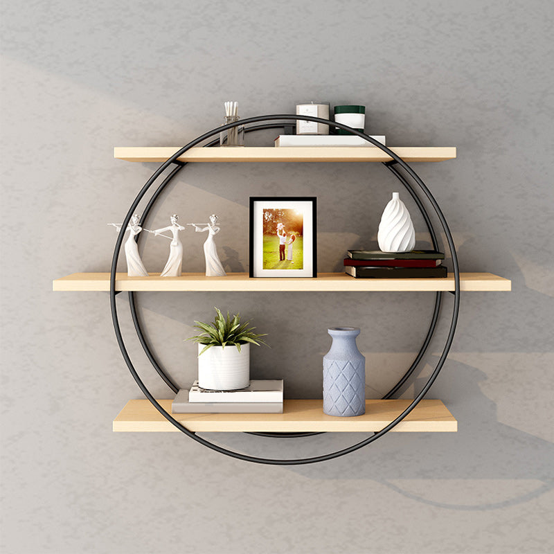 Libreria montata a parete industriale Black Iron Frame Pine Shelf Shelf per soggiorno