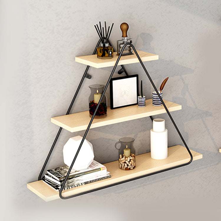 Libreria montata a parete industriale Black Iron Frame Pine Shelf Shelf per soggiorno