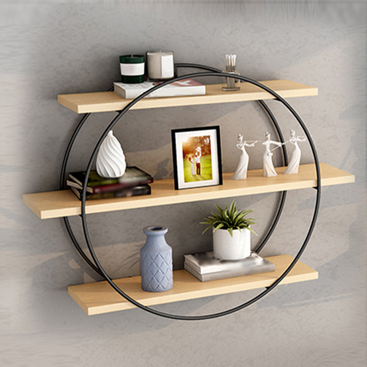 Libreria montata a parete industriale Black Iron Frame Pine Shelf Shelf per soggiorno
