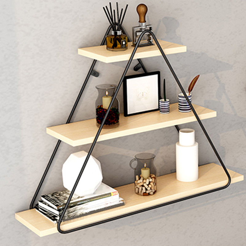 Libreria montata a parete industriale Black Iron Frame Pine Shelf Shelf per soggiorno
