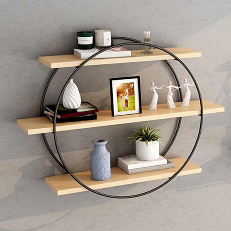 Libreria montata a parete industriale Black Iron Frame Pine Shelf Shelf per soggiorno