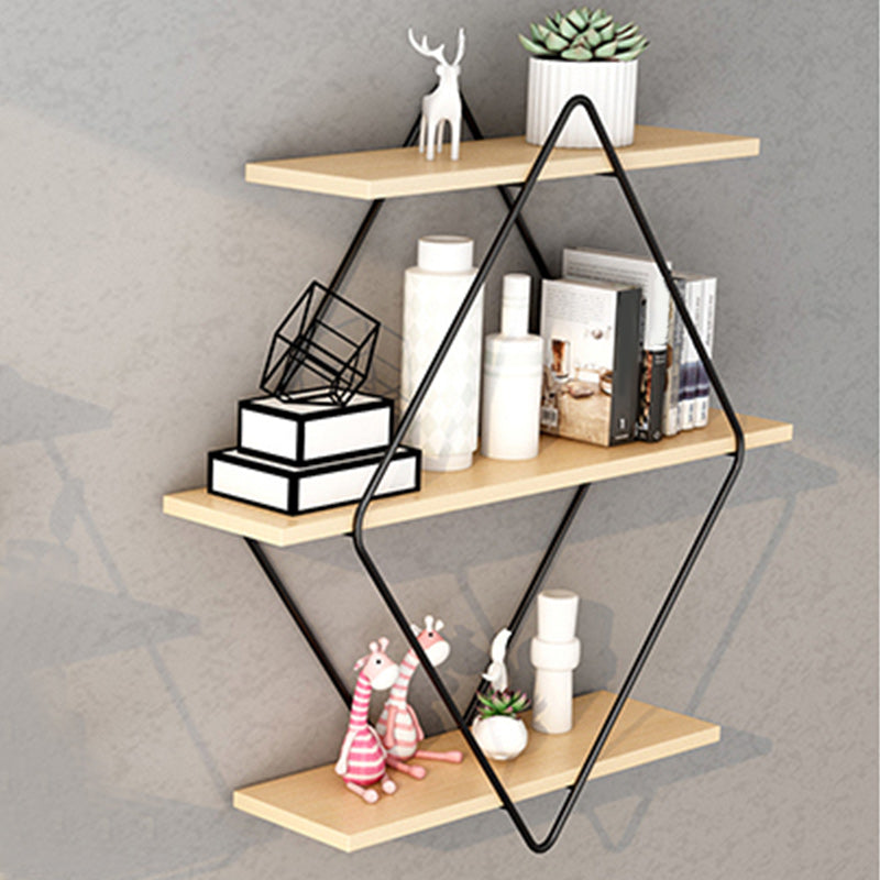 Libreria montata a parete industriale Black Iron Frame Pine Shelf Shelf per soggiorno