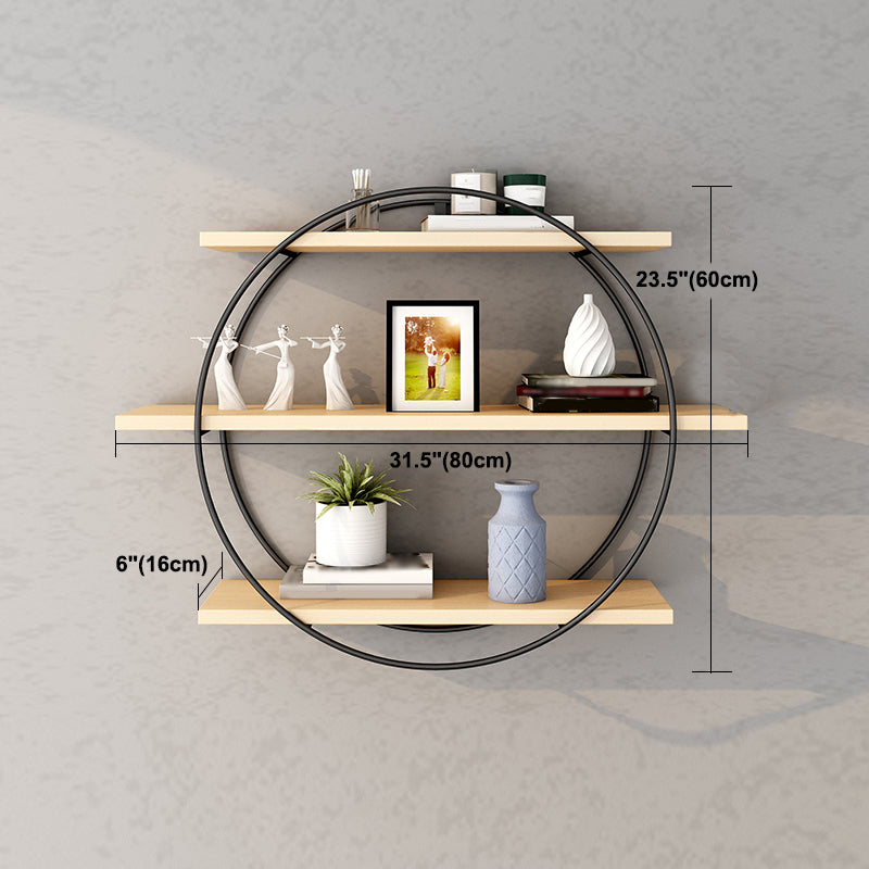 Libreria montata a parete industriale Black Iron Frame Pine Shelf Shelf per soggiorno