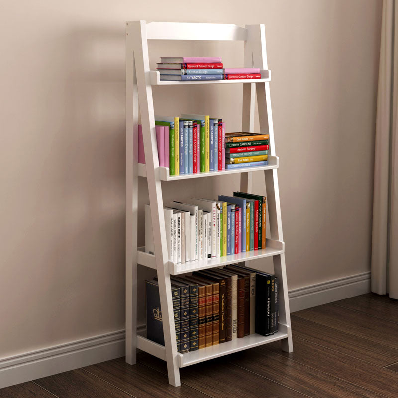 4-Shelf-Gummi-Holzleiter-Bücherregal moderne vertikale Bücherregal für Zuhause
