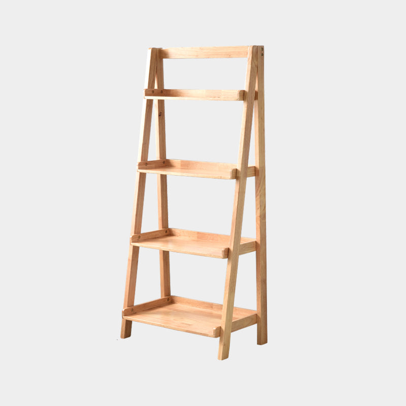 4-Shelf-Gummi-Holzleiter-Bücherregal moderne vertikale Bücherregal für Zuhause