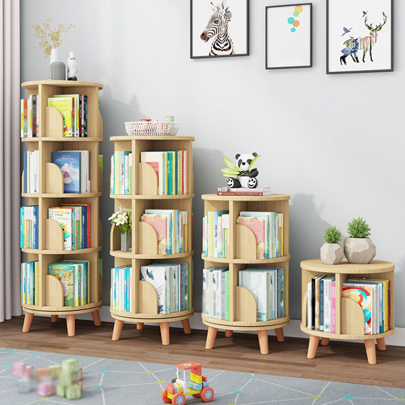 Solid Wood Bookshelf Contemporary Style Natural Bookcase for Home Office