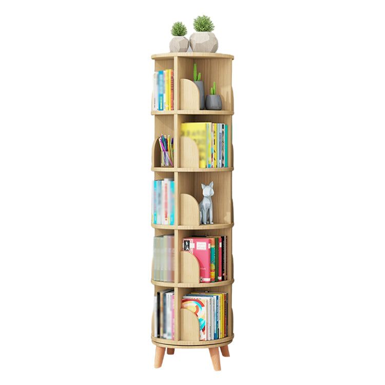 Solid Wood Bookshelf Contemporary Style Natural Bookcase for Home Office