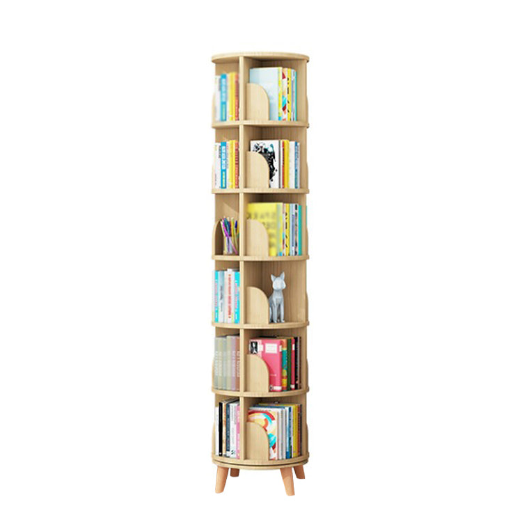 Solid Wood Bookshelf Contemporary Style Natural Bookcase for Home Office