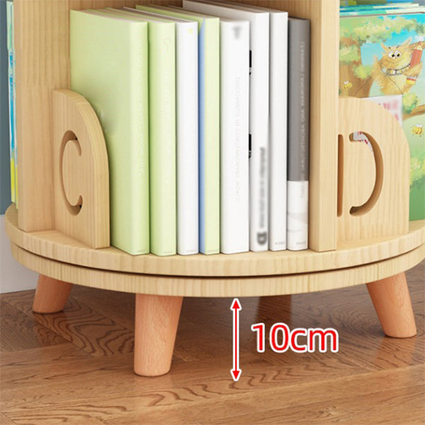 Solid Wood Bookshelf Contemporary Style Natural Bookcase for Home Office