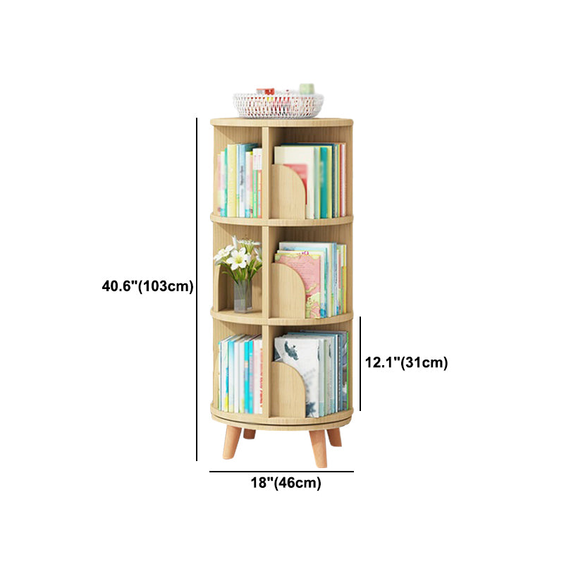 Solid Wood Bookshelf Contemporary Style Natural Bookcase for Home Office