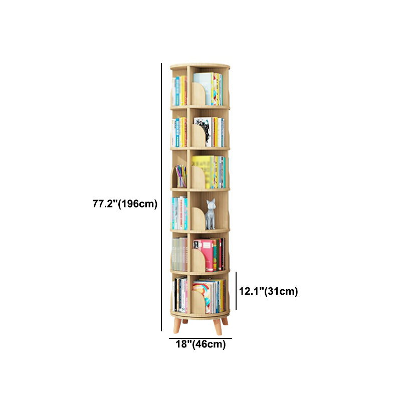 Solid Wood Bookshelf Contemporary Style Natural Bookcase for Home Office