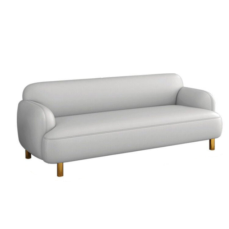 Modern Faux Leather Standard Sofa Recessed Arm Tight Back Sofa