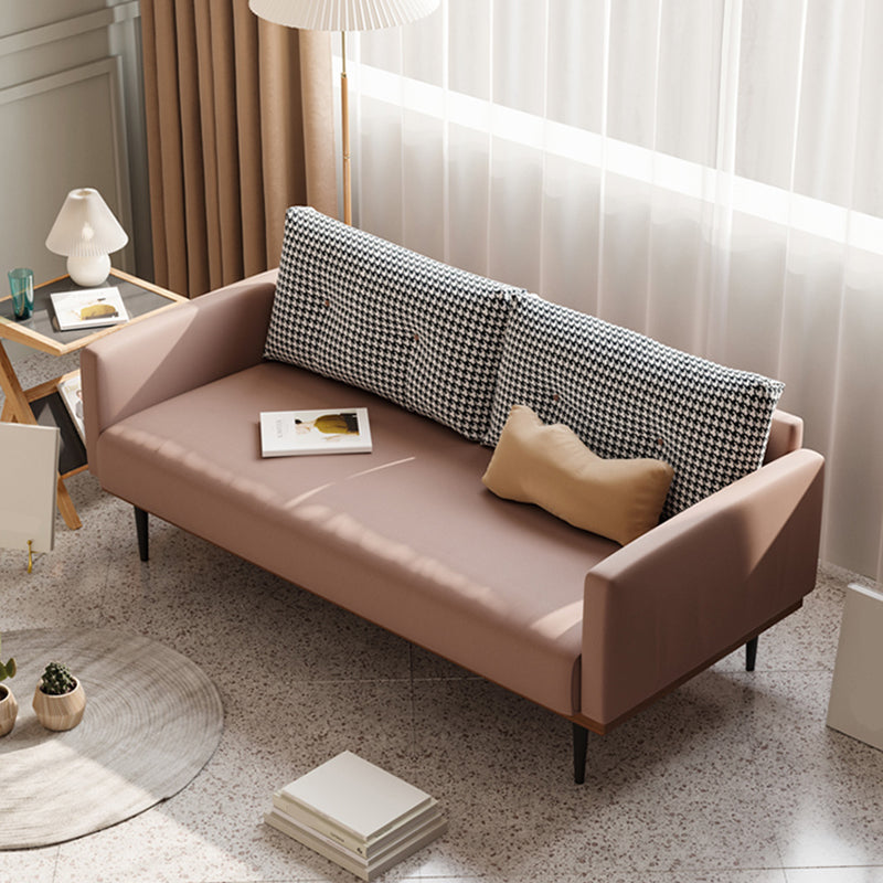 Square Arm Sofa Sofa 31.5" D x 29.53" H Faux Leather/Linen Sofa