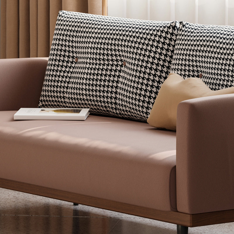 Square Arm Sofa Sofa 31.5" D x 29.53" H Faux Leather/Linen Sofa