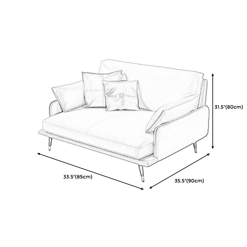 Modern Sofa with Bolster Pillows 31.5"High Square Arm Sofa with Hair Pin Legs, Dark Brown