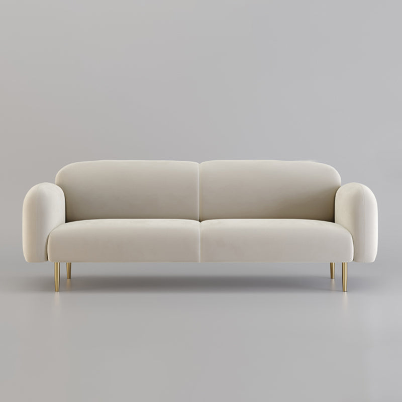 Velvet Modern Standard Sewn Pillow Back Sofa 27.5"W Square Arm with Bolster Pillows