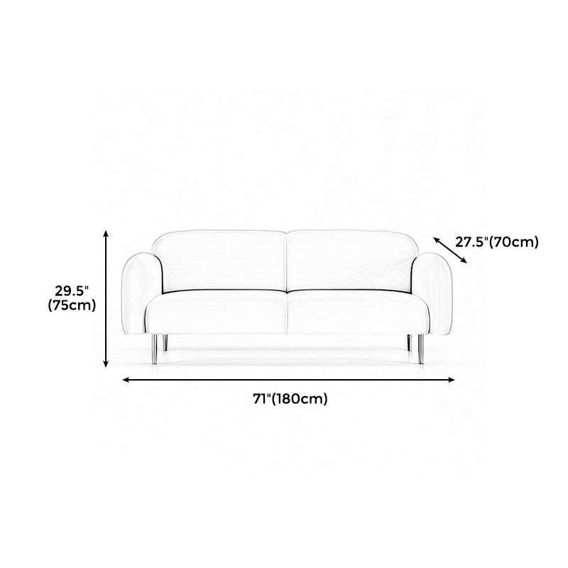 Velvet Modern Standard Sewn Pillow Back Sofa 27.5"W Square Arm with Bolster Pillows