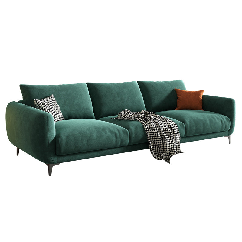 Velvet Modern Standard Sofa 35.5"W Square Arm Sofa with Bolster Pillows for Living Room