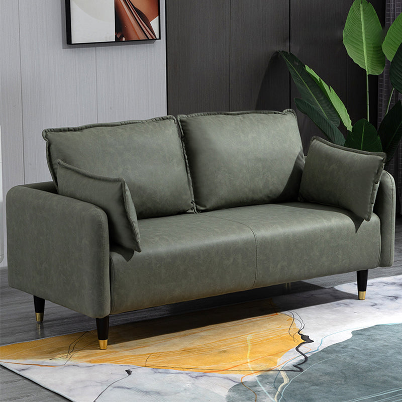 29,92 "H Faux Leder Quadratarm Arm Modernes Sofa mit 2 Kissen für Wohnzimmer, Wohnung