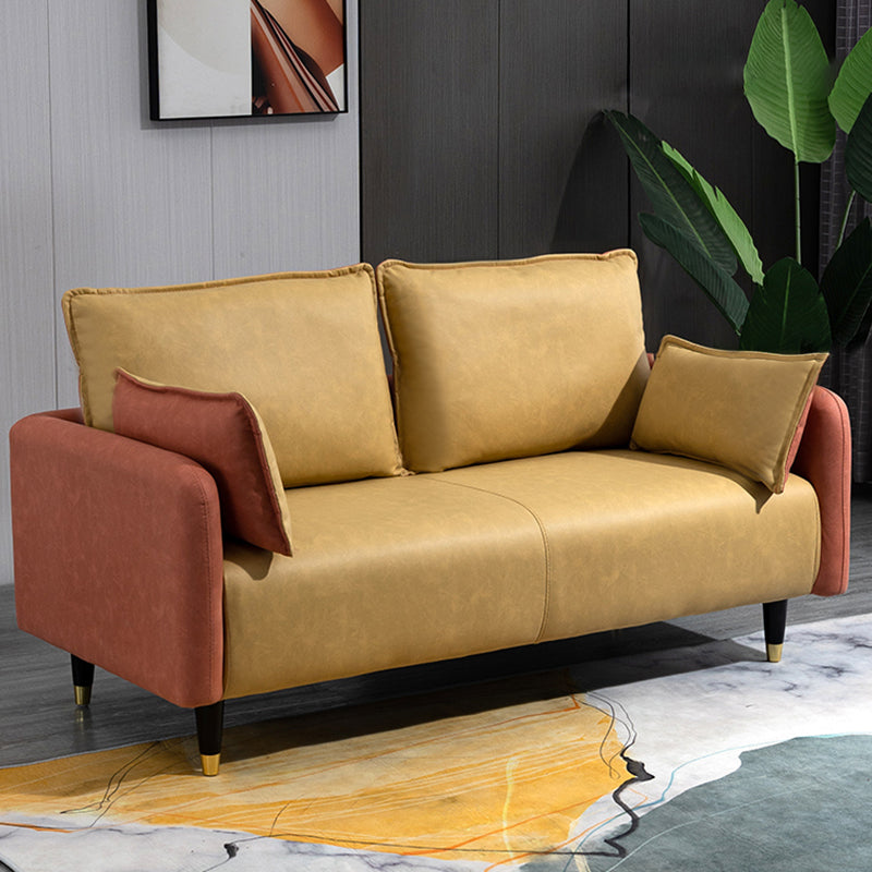 29,92 "H Faux Leder Quadratarm Arm Modernes Sofa mit 2 Kissen für Wohnzimmer, Wohnung