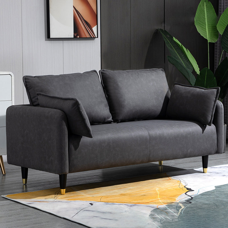 29.92" H Faux Leather Square Arm Modern Sofa  with  2 Pillows for Living Room, Apartment