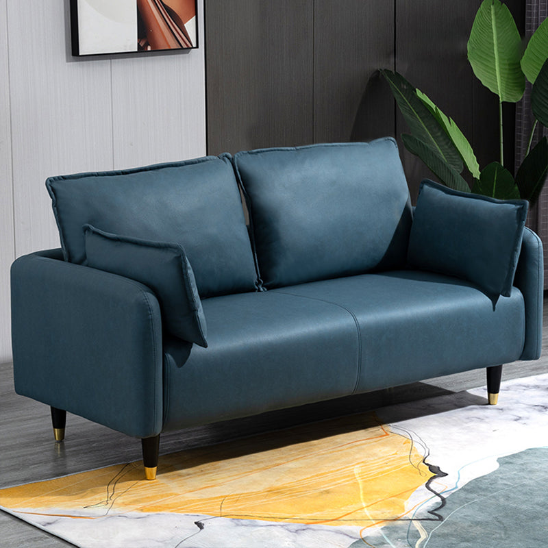 29,92 "H Faux Leder Quadratarm Arm Modernes Sofa mit 2 Kissen für Wohnzimmer, Wohnung