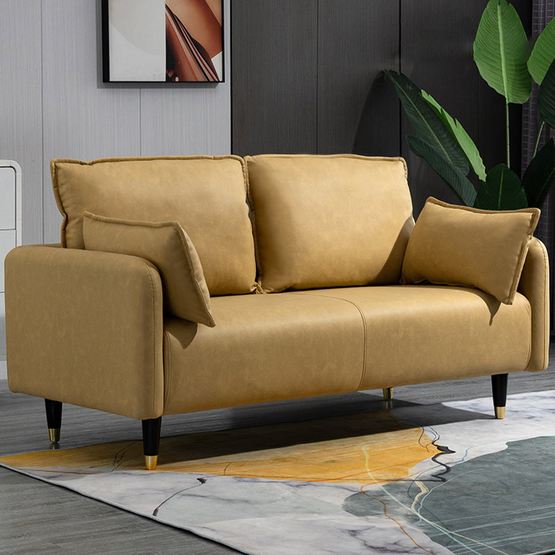 29,92 "H Faux Leder Quadratarm Arm Modernes Sofa mit 2 Kissen für Wohnzimmer, Wohnung