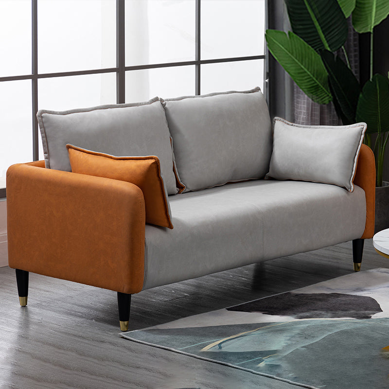 29,92 "H Faux Leder Quadratarm Arm Modernes Sofa mit 2 Kissen für Wohnzimmer, Wohnung