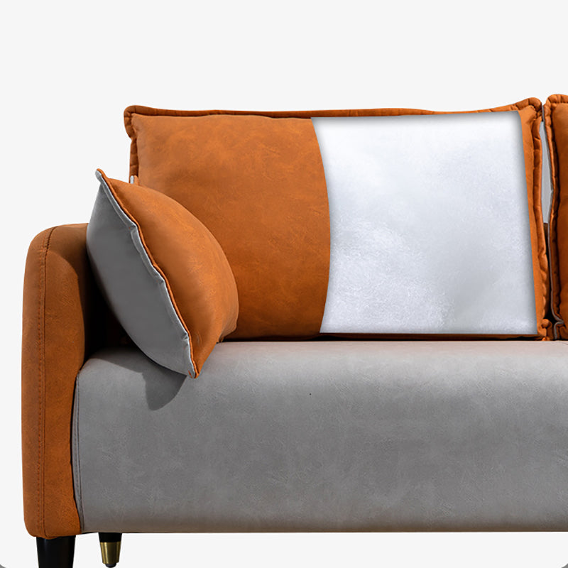 29,92 "H Faux Leder Quadratarm Arm Modernes Sofa mit 2 Kissen für Wohnzimmer, Wohnung