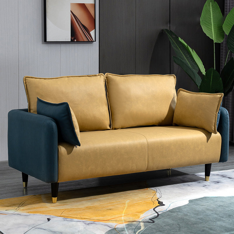 29,92 "H Faux Leder Quadratarm Arm Modernes Sofa mit 2 Kissen für Wohnzimmer, Wohnung