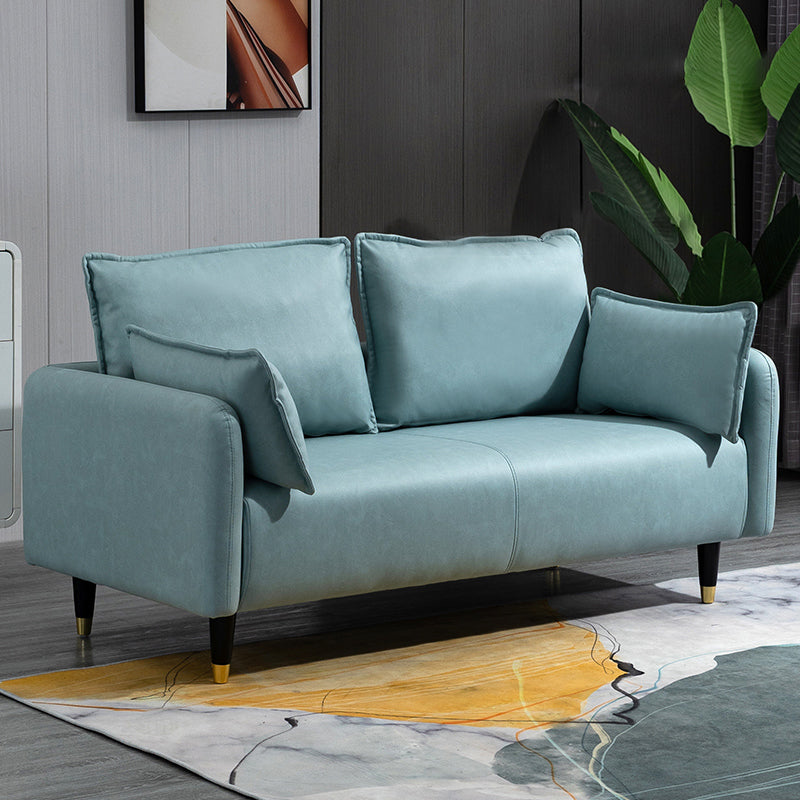 29,92 "H Faux Leder Quadratarm Arm Modernes Sofa mit 2 Kissen für Wohnzimmer, Wohnung