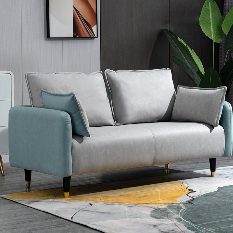29,92 "H Faux Leder Quadratarm Arm Modernes Sofa mit 2 Kissen für Wohnzimmer, Wohnung