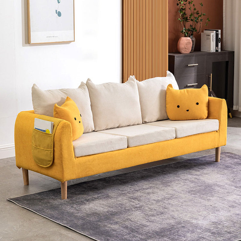 22.83" H Velvet Square Arm Modern Sofa with Tight Back slipcovered Sofa