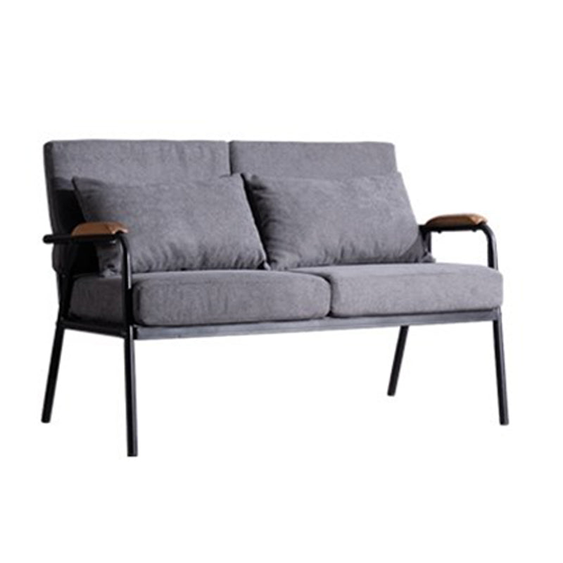 Sofá de lino industrial negro con almohadas de altavoces 29.53 "Sofá de brazo cuadrado alto