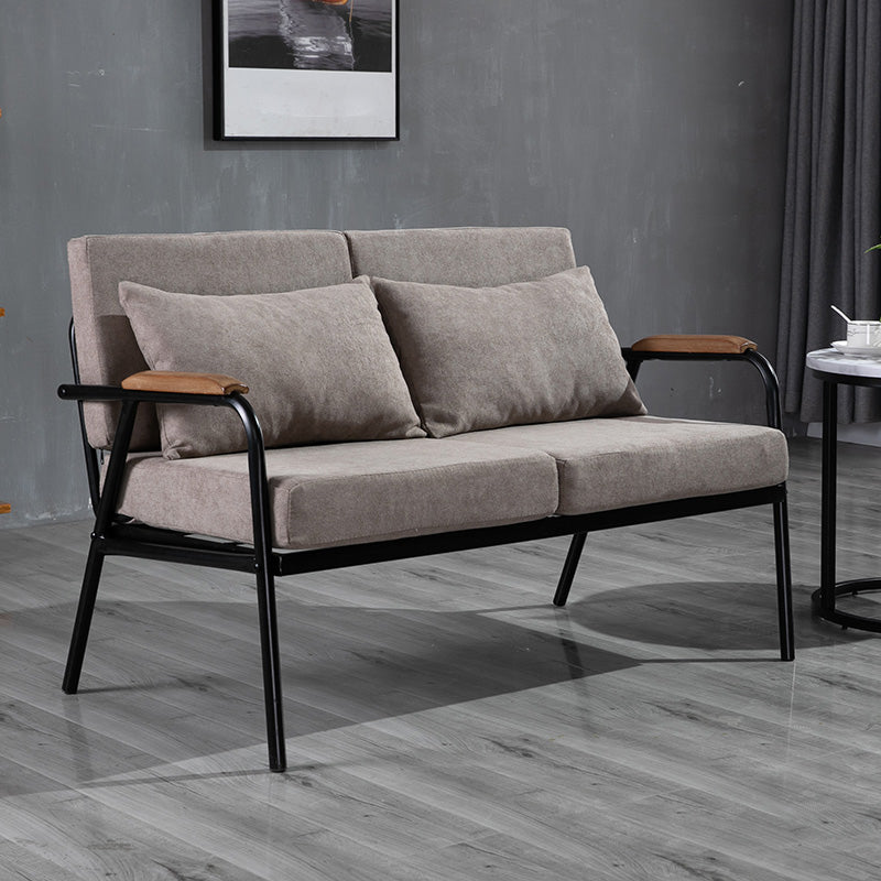 Sofá de lino industrial negro con almohadas de altavoces 29.53 "Sofá de brazo cuadrado alto