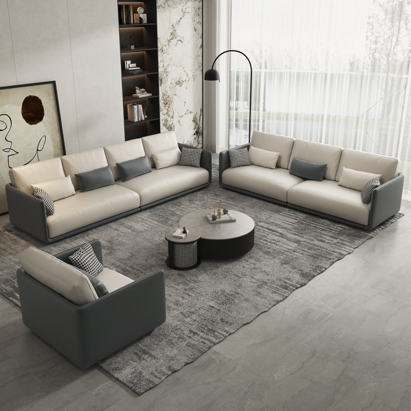 Sofá moderno moderno de poliéster 35 "W Sofá de brazo cuadrado con almohadas de almohadillas para sala de estar