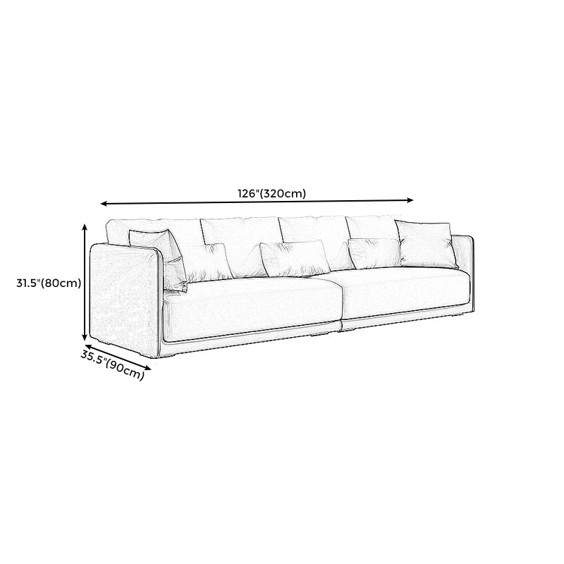 Sofá moderno moderno de poliéster 35 "W Sofá de brazo cuadrado con almohadas de almohadillas para sala de estar