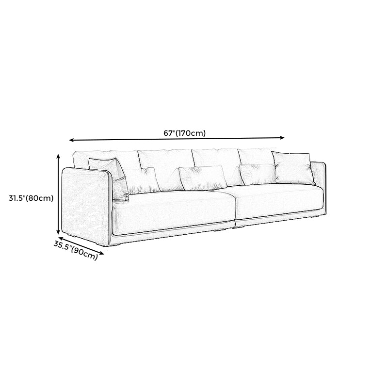 Sofá moderno moderno de poliéster 35 "W Sofá de brazo cuadrado con almohadas de almohadillas para sala de estar