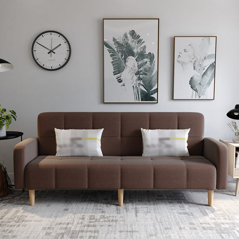 Transitional modern moderno sciolto di divano a braccio quadrato di lino con scorrimento