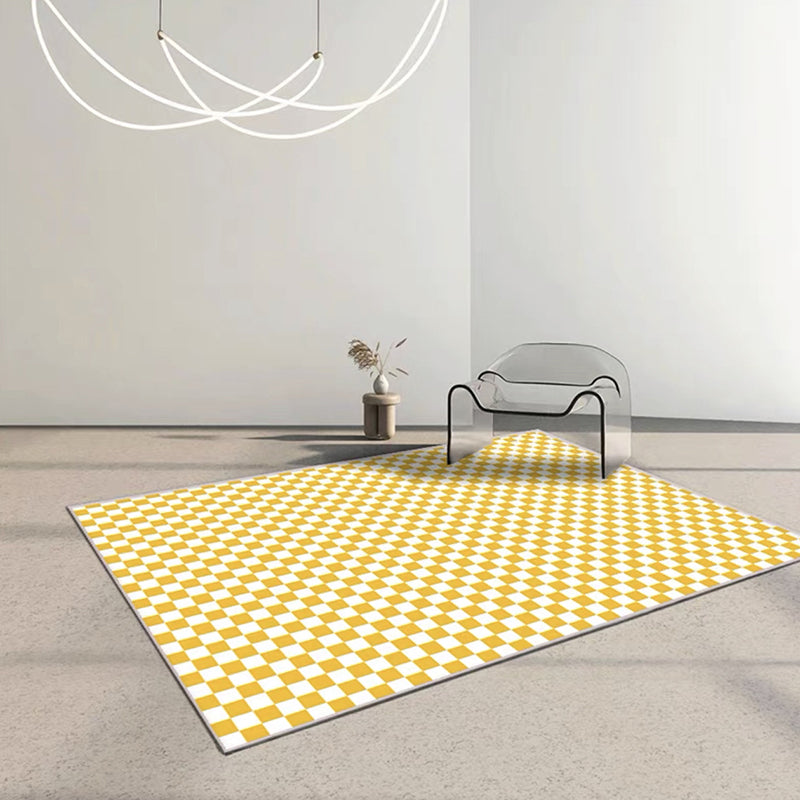 Light Purple Check Pattern Rug Polyester Modern Rug Washable Rug for Living Room
