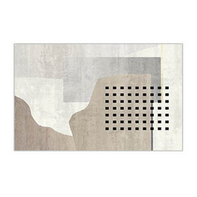 Light Brown Simple Rug Polyester Line Rug Non-Slip Backing Area Rug for Home Decor