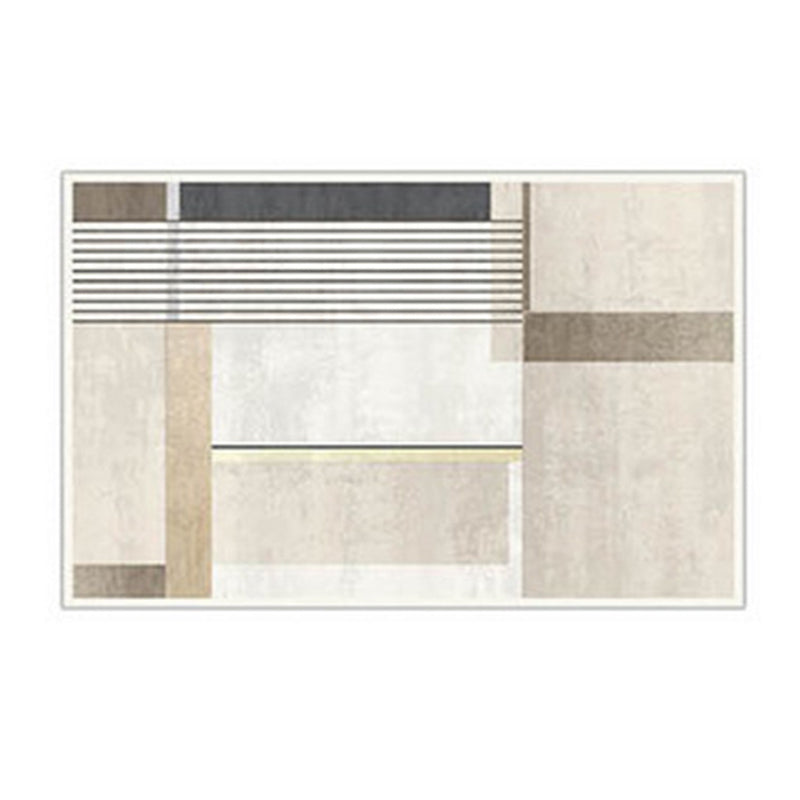 Light Brown Simple Rug Polyester Line Rug Non-Slip Backing Area Rug for Home Decor