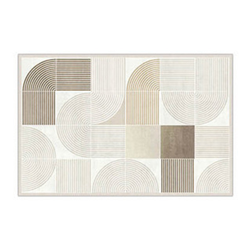 Light Brown Simple Rug Polyester Line Rug Non-Slip Backing Area Rug for Home Decor