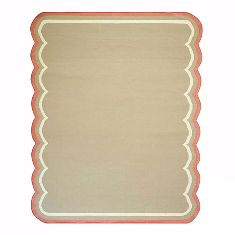 Beige Simple Rug Polyester Striped Area Rug Non-Slip Backing Rug for Home Decoration