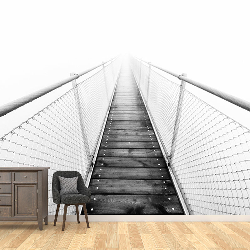 Wooden Bridge Mildew Resistant Wallpaper Photography Sleeping Room Wall Mural