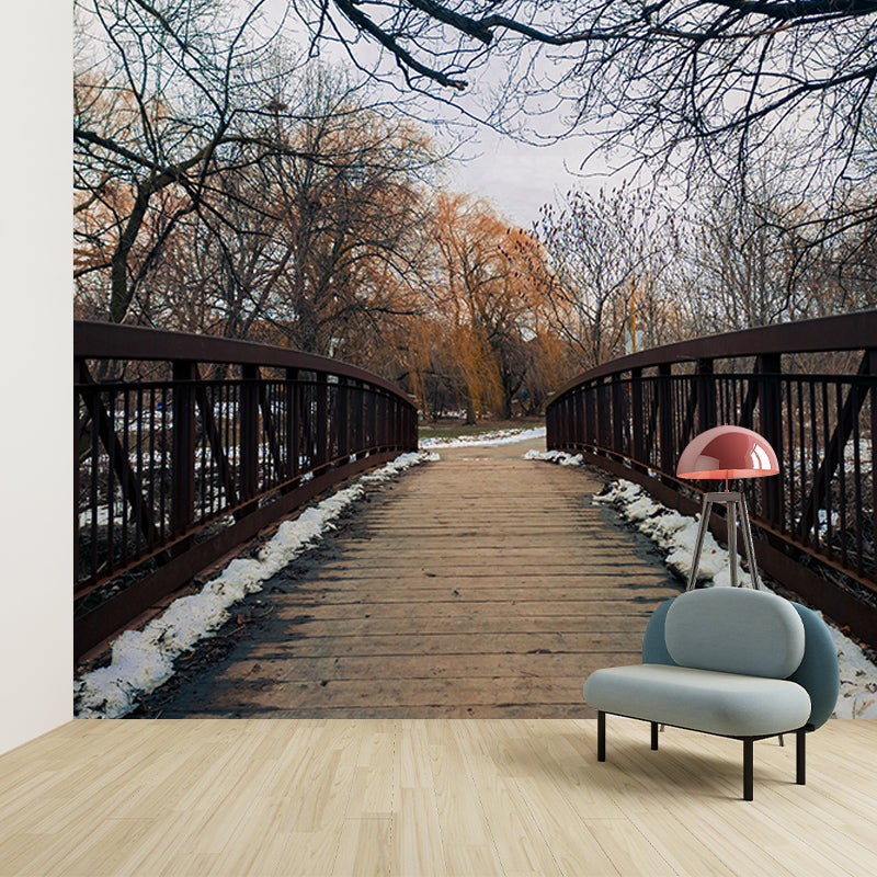 Beautiful Photography Mural Wallpaper Wooden Bridge Indoor Wall Mural