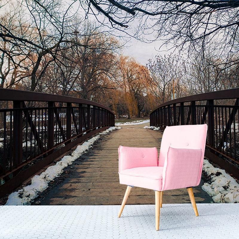 Beautiful Photography Mural Wallpaper Wooden Bridge Indoor Wall Mural