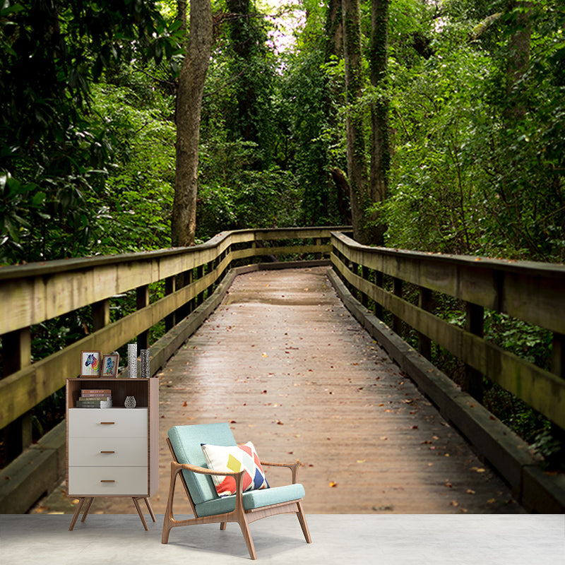 Beautiful Photography Mural Wallpaper Wooden Bridge Indoor Wall Mural