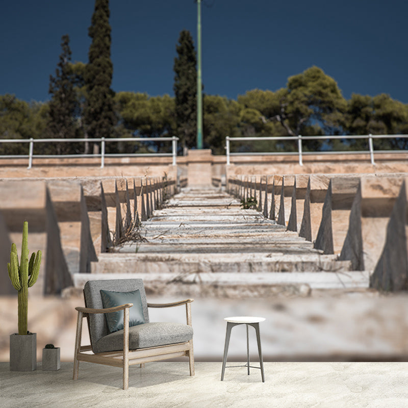 Photography Stain Resistant Mural Wallpaper Wooden Bridge Sleeping Room Wall Mural